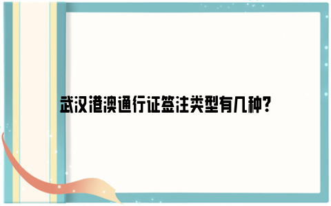 武汉港澳通行证签注类型有几种？