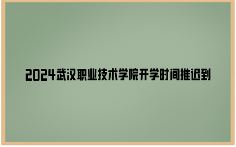 2024武汉职业技术学院开学时间推迟到什么时候？