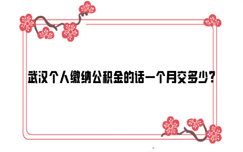 武汉个人缴纳公积金的话一个月交多少？