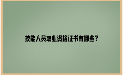 技能人员职业资格证书有哪些？