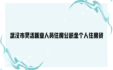 武汉市灵活就业人员住房公积金个人住房贷款实施细则