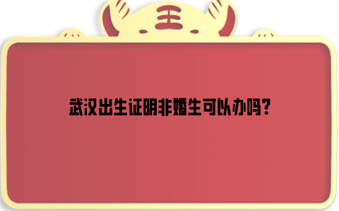 武汉出生证明非婚生可以办吗？