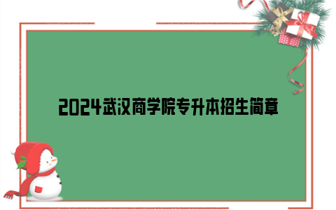 2024武汉商学院专升本招生简章