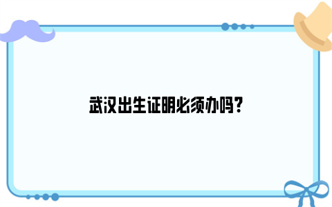 武汉出生证明必须办吗？