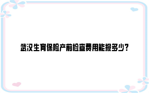 武汉生育保险产前检查费用能报多少？