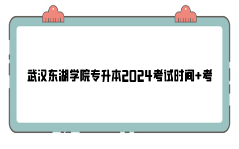 武汉东湖学院专升本2024考试时间 考试地点 成绩查询时间