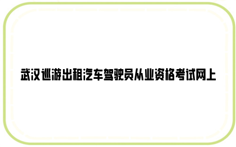 武汉巡游出租汽车驾驶员从业资格考试网上报名入口 报名流程