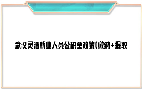 武汉灵活就业人员公积金政策（缴纳 提取 贷款）