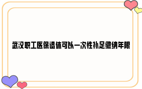 武汉职工医保退休可以一次性补足缴纳年限费用吗?