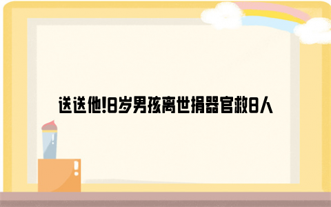 送送他！8岁男孩离世捐器官救8人