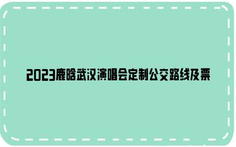 2023鹿晗武汉演唱会定制公交路线及票价