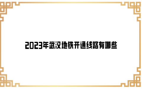 2023年武汉地铁开通线路有哪些