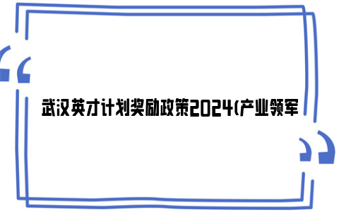 武汉英才计划奖励政策2024(产业领军人才 优秀青年人才)