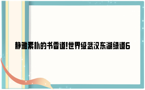 静雅素朴的书香道！世界级武汉东湖绿道6月25日画圆贯通