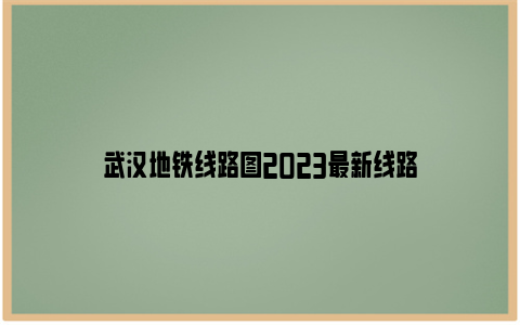 武汉地铁线路图2023最新线路