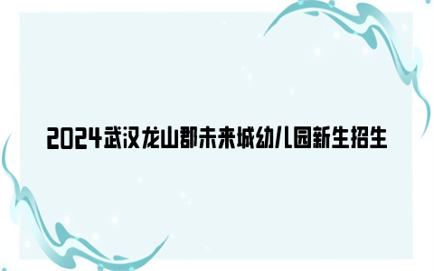 2024武汉龙山郡未来城幼儿园新生招生摸底登记公告