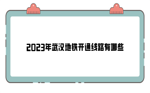 2023年武汉地铁开通线路有哪些