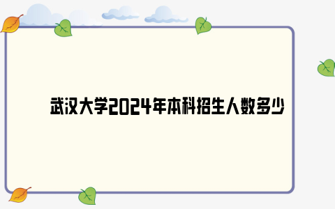 武汉大学2024年本科招生人数多少