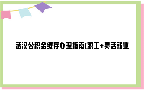 武汉公积金缴存办理指南(职工 灵活就业人员)