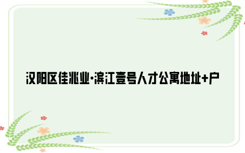 汉阳区佳兆业·滨江壹号人才公寓地址 户型 咨询电话