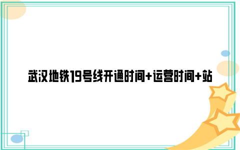 武汉地铁19号线开通时间 运营时间 站点设置 换乘站